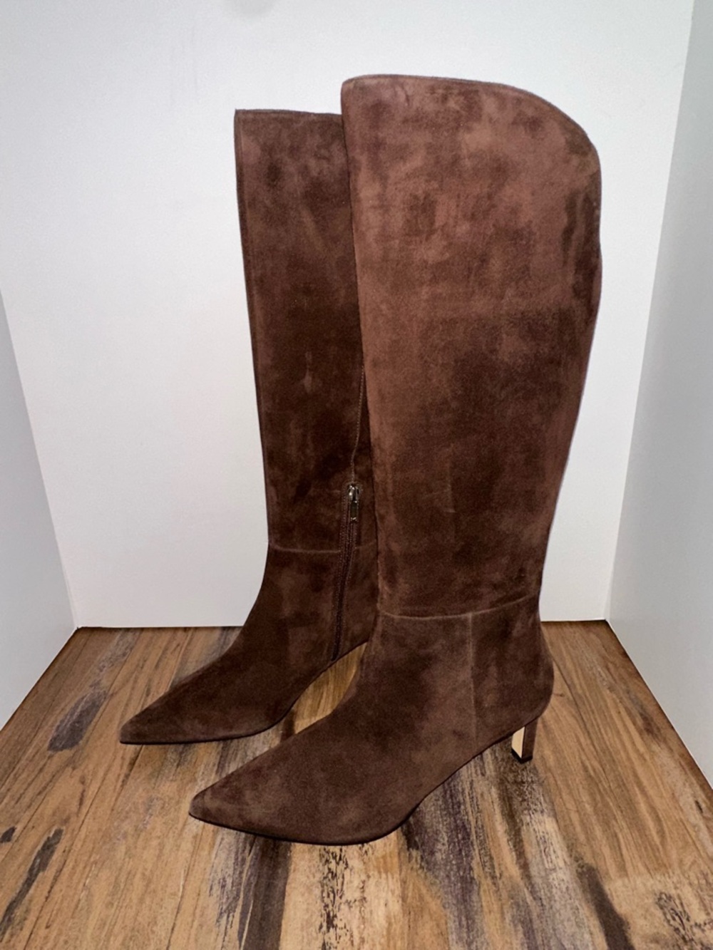 Marc Fisher Women's Esmee Tall Pointy Toe Dress Boots dark brown suede 9.5 M - Picture 2 of 6